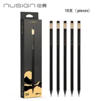 NUSIGN 10-Pack Black Gold Solid Wood Pencils for Students & Advanced Sketching Artists School Office Fashion Stationery Gifts 1