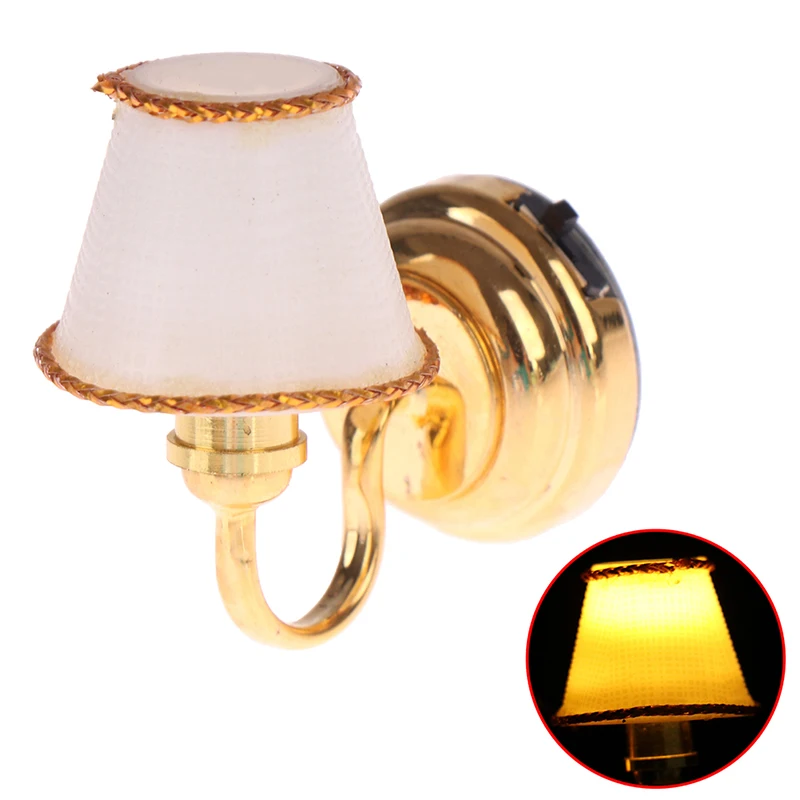 1/6 1/12 Scale Dollhouse Accessories Miniature LED Wall Sconce Lamp, dollhouse table lamp, Battery Operated With ON/OFF Switch 3