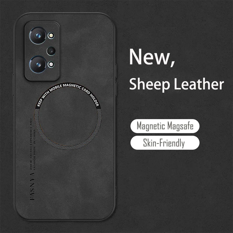Magsafe Oppo Realme C11 C21Y C31 C33 C55 GT Neo 5 3 3T 2 8 9 10 11 Pro Plus 빈티지 커버 용 자기 양 가죽 소프트 케이스