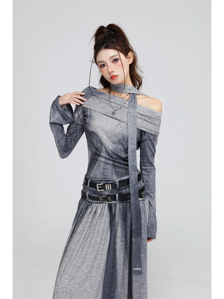 green emerald velvet dress Gray Wrap Satin Dress With Flutter Sleeves – Désir Couture