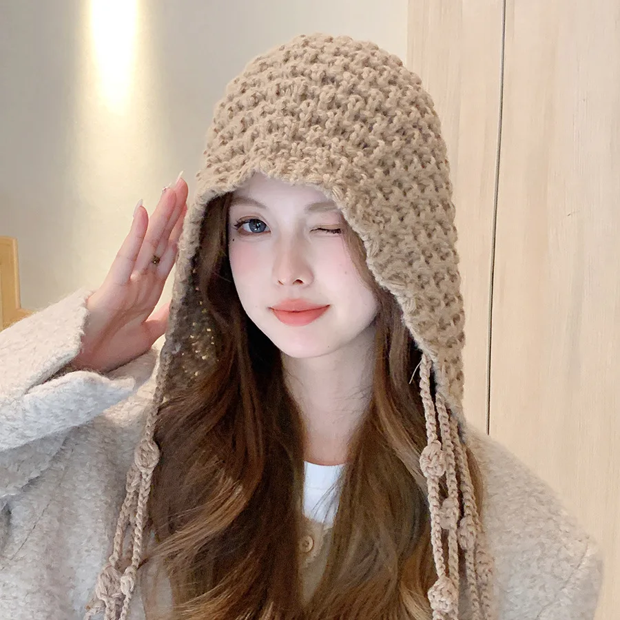 Autumn and Winter Warm Woolen Handwoven Fashion Women's Ethnic Wind Ear Protection Knitted Hat