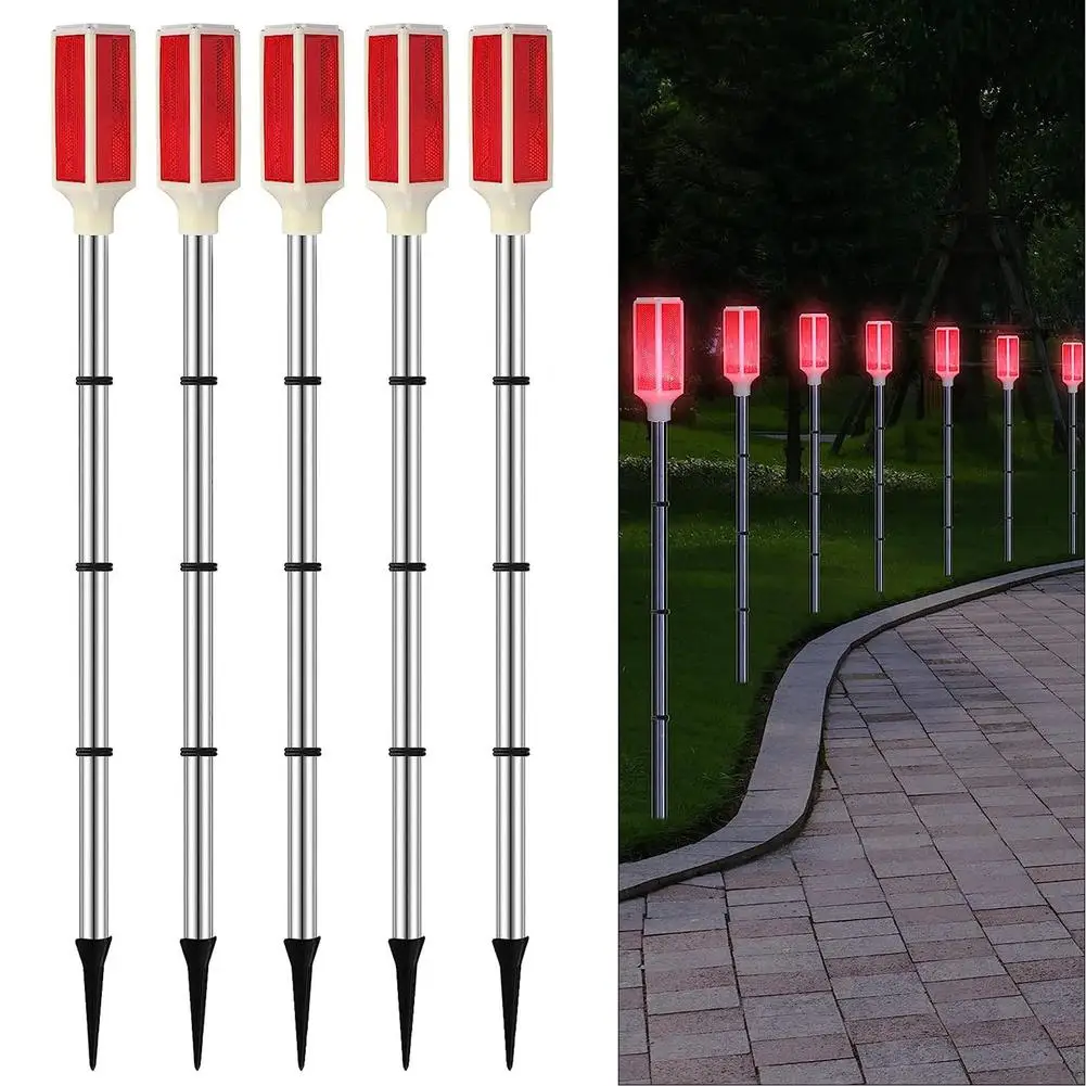 5 Pcs Solar Pathway Lights Solar Driveway Markers Driveway Lights Landscape Driveway Reflectors for Snow Road Outdoor Yard 2