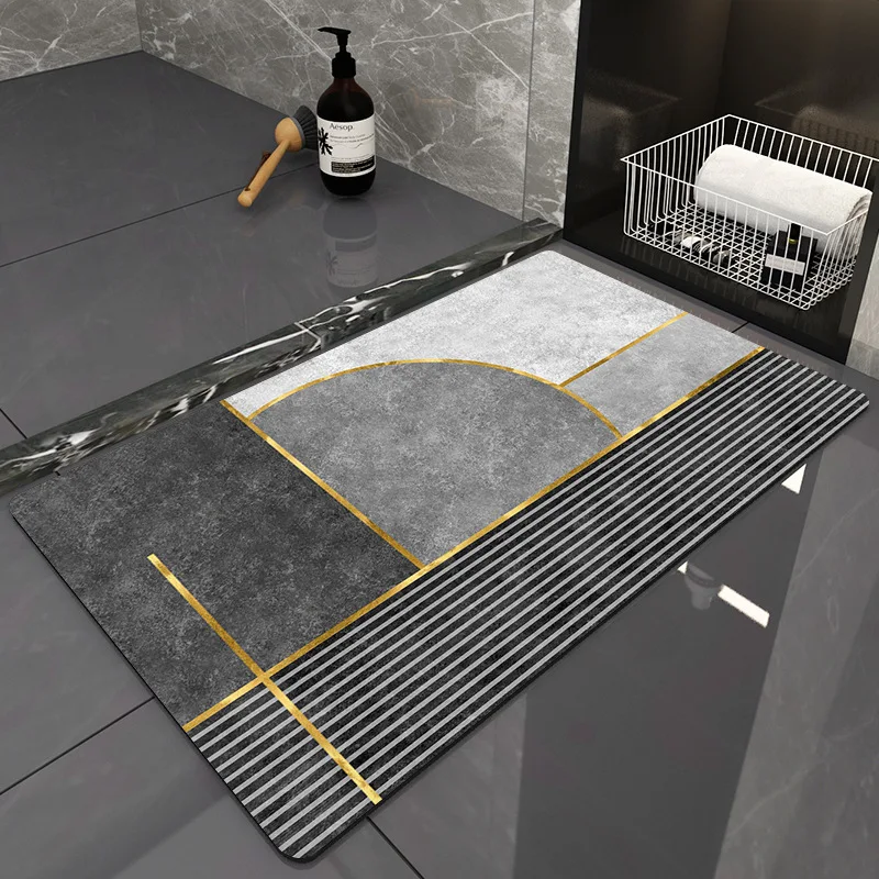 

Light Luxury Shower Mat Anti Slip Quick Dry for Bathroom Bath Rug Super Absorbent Soft Diatomaceous Earth Toilet Floor Foot Mat