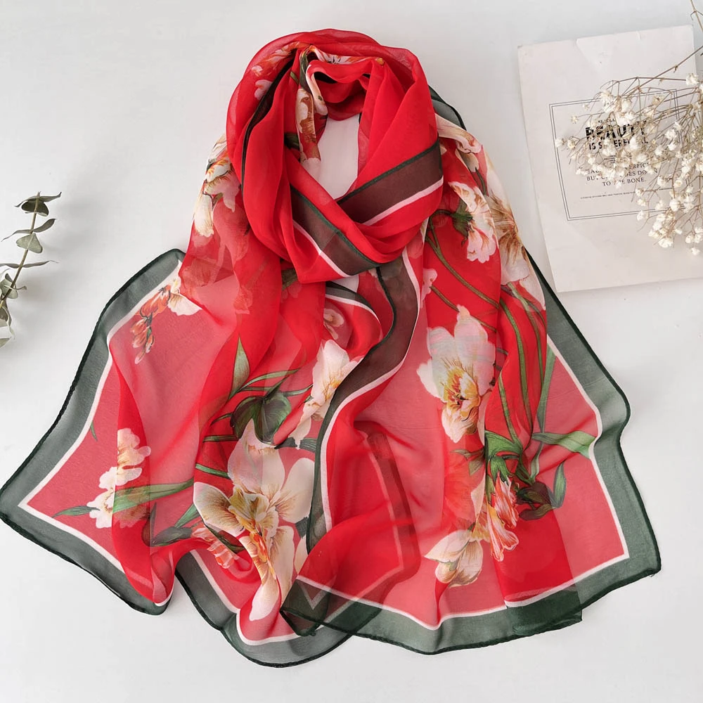 Elegant Women's Chiffon Georgette Bandana Scarf - Green Grass Summer Edition