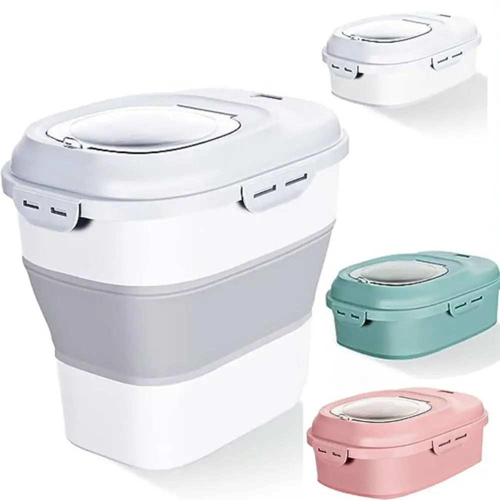 

Collapsible Cereal Storage Containers 20 to 50 Lbs Large Pantry Dry Food Dispenser Leakproof Sealable Rice Food Dispenser Bin