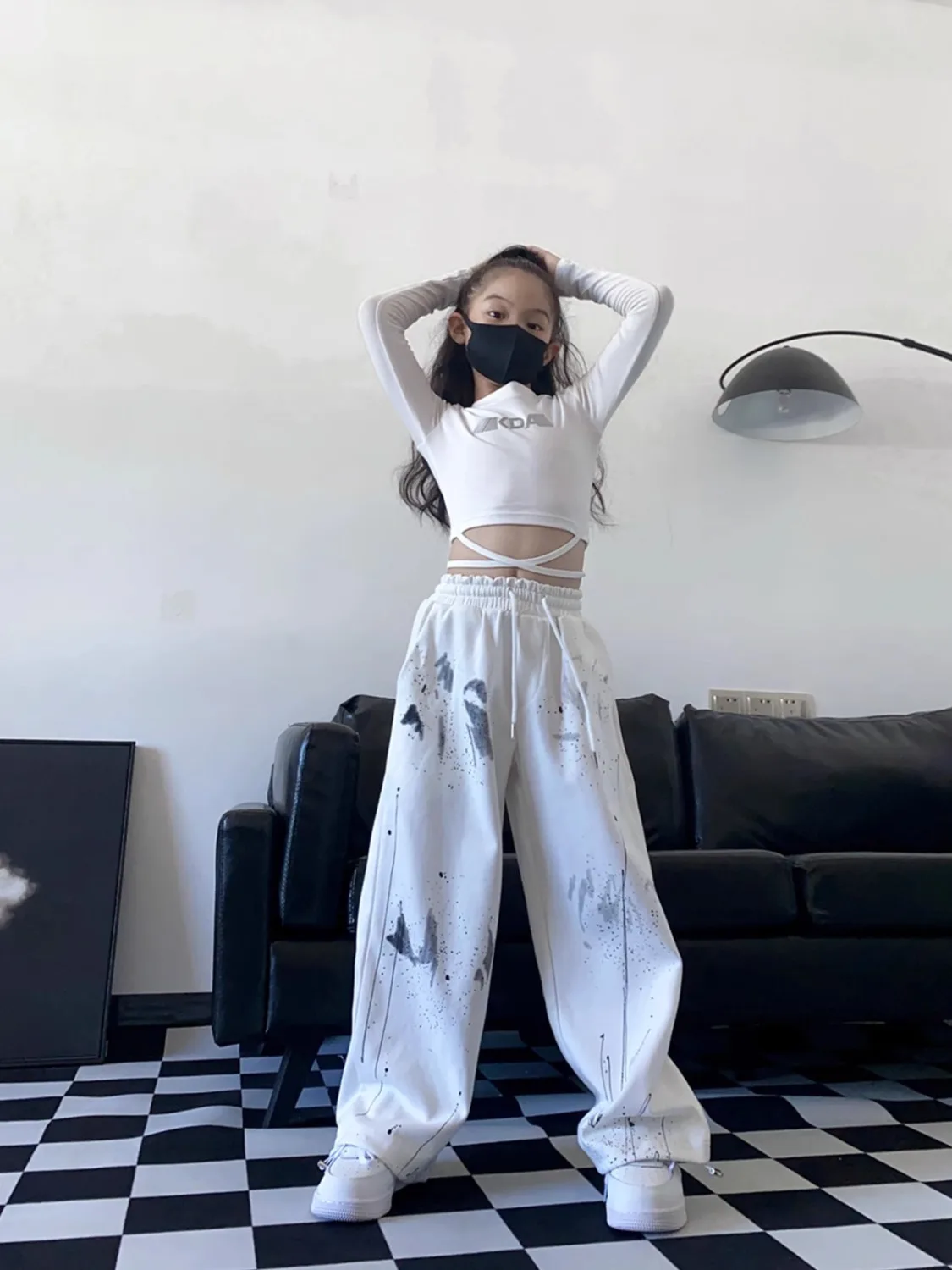 Miutii Ensemble De Vêtements Hip Hop Pour Fille 3 Pièces T-shirt à Manches Longues Soutien-gorge De Sport Crop Tops Pantalon Cargo Street Dance Tenue Survêtement De Sport, Camouflage Vert