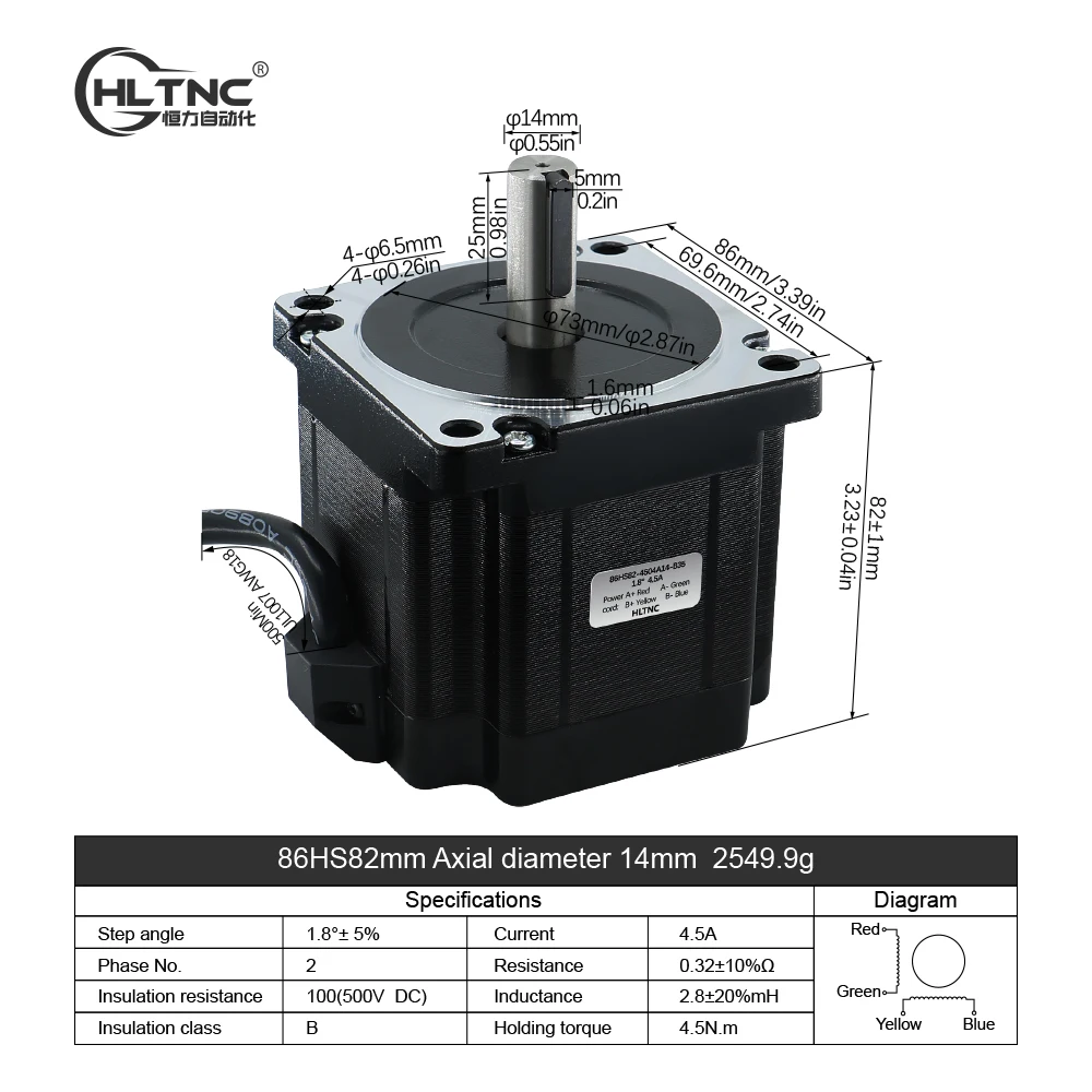 Stepper Motor HLTNC Nema34 4.5N 8.5N 12N Open Loop Stepper Motor Kit + DM860H Stepper DC Motor Driver + 400w60v CNC Power Supply for Engraver