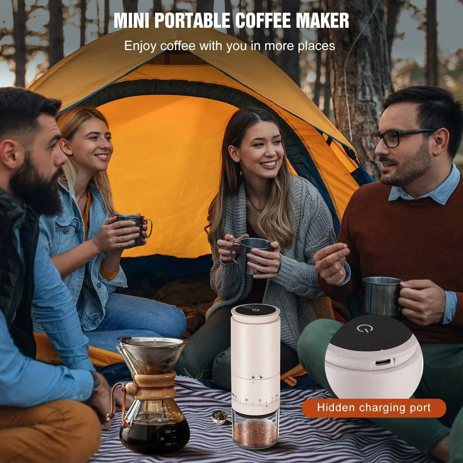1500mAh Electric Coffee Grinder Externally Adjustable Type-C Charging Coffee Burr Grinder Bean Grinding Machine Maker electric grinder,coffee grinder