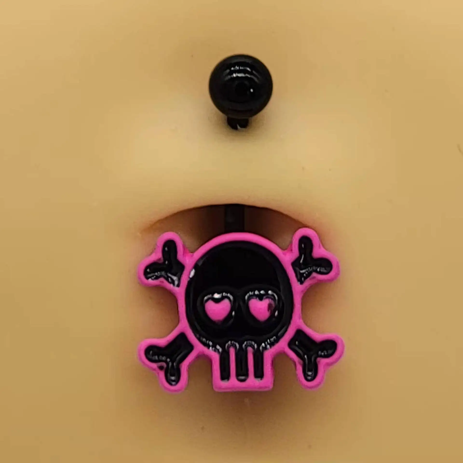 Skull Pink Rose Ombligo Piercing Punk Black Belly Button Ring Short Ghost Ombelicale Ombelico Anelli Monili Penetranti Del Corpo
