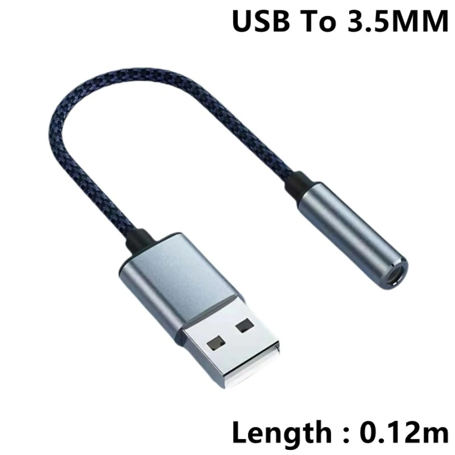 USB to 3.5mm Audio Jack Adapter - External Sound Card Converter for Headsets and Computers