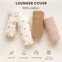 Housse de chaise longue en mousseline de coton pour bébé, 2 pièces, housse de nid pour nouveau-né, douce et respirante, pour nourrissons filles et garçons 4