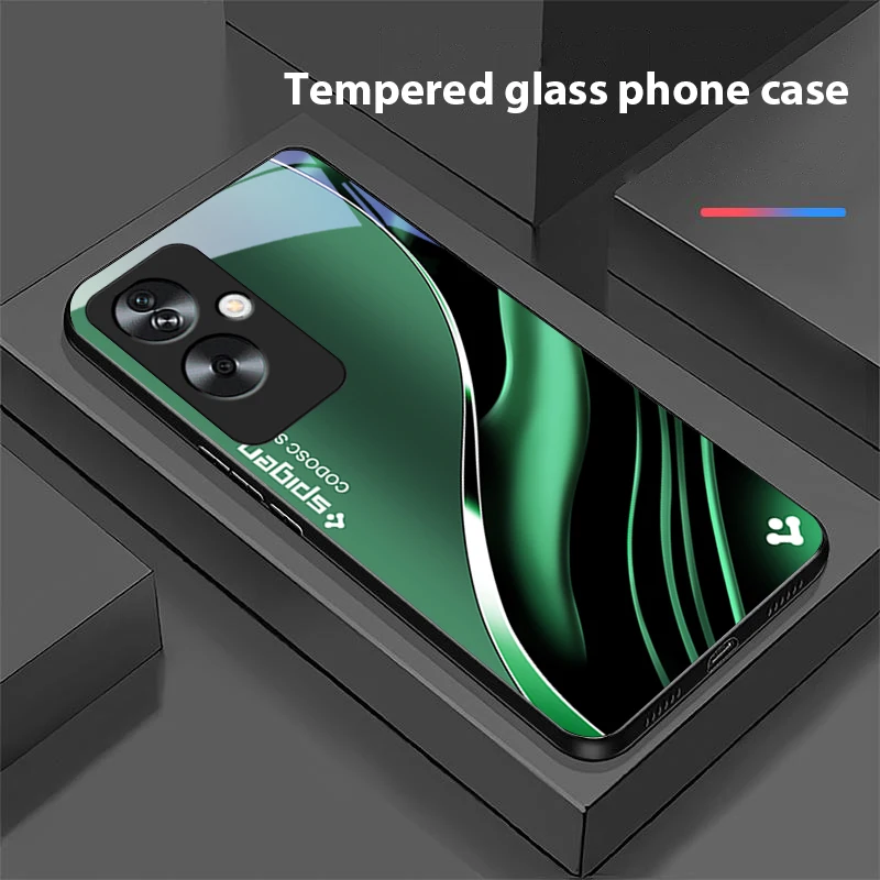 Deep Blue Fashion Tempered Glass Black Phone Case