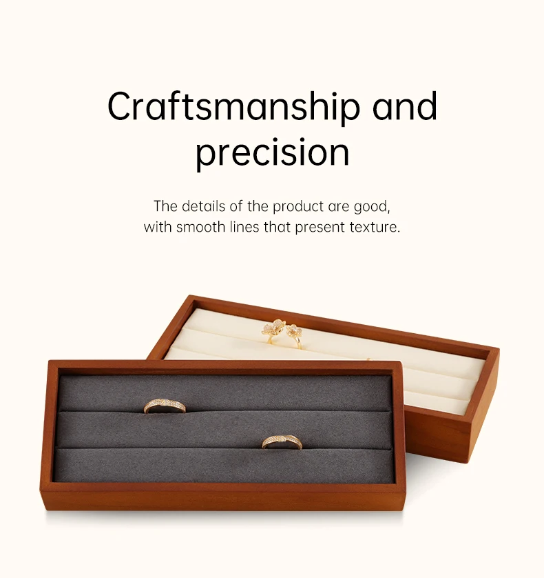 Ring Display Tray Wooden Ring Storage Stand with Microfiber Organizer | Jewelry Display... - SKU RDT00855 - UGI Packaging