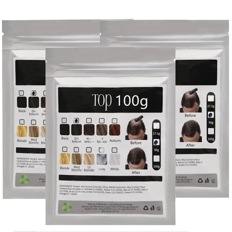 Hair Fibers 100g Keratin Hair Building Fiber Powder Instant Growth Fiber Refill Bag Bald Extension Care Product 9 Color hair building powder hair building fibers