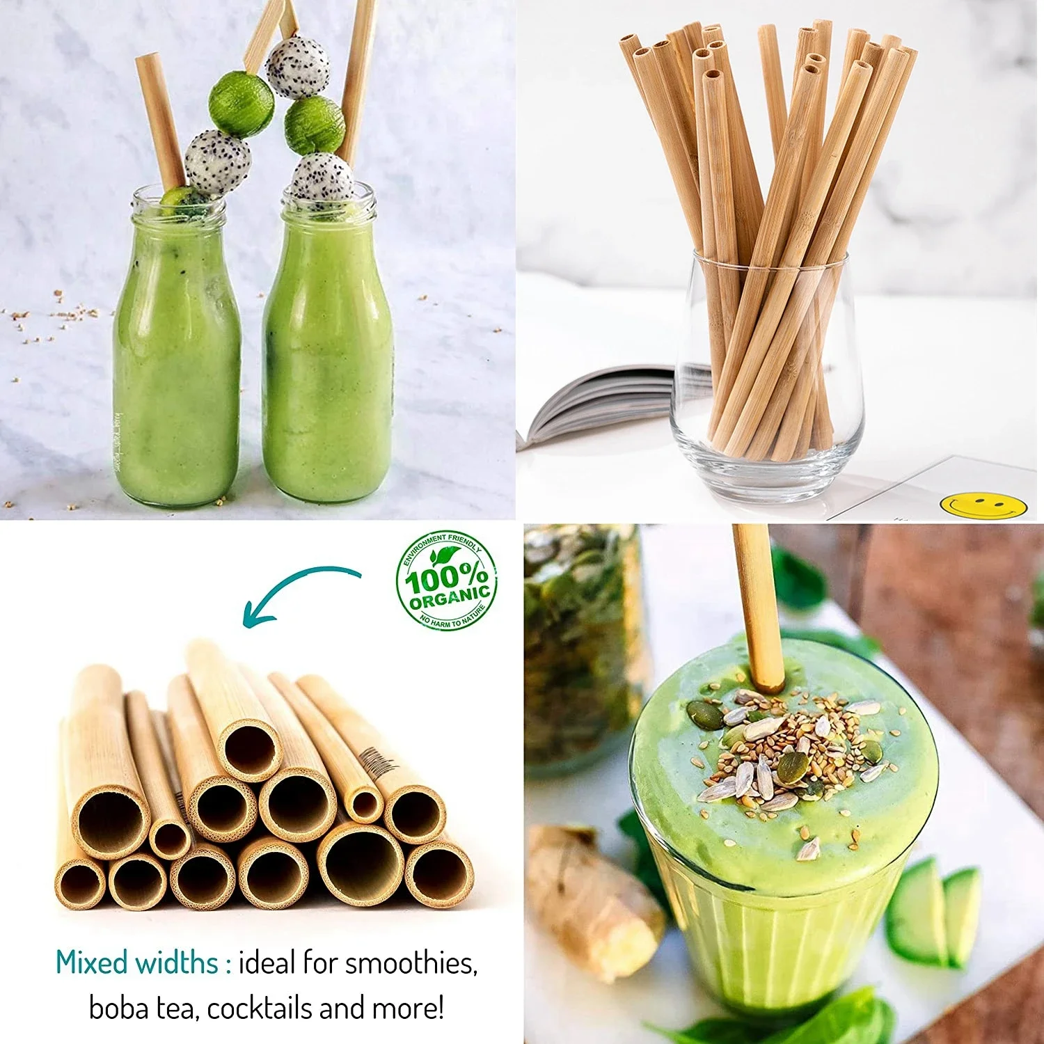 Reusable Straws Set with Brush Bamboo Drinking Straw Eco-Friendly Natural Bamboo Straws for Party Bar Accessories Drinkware drinking straws
