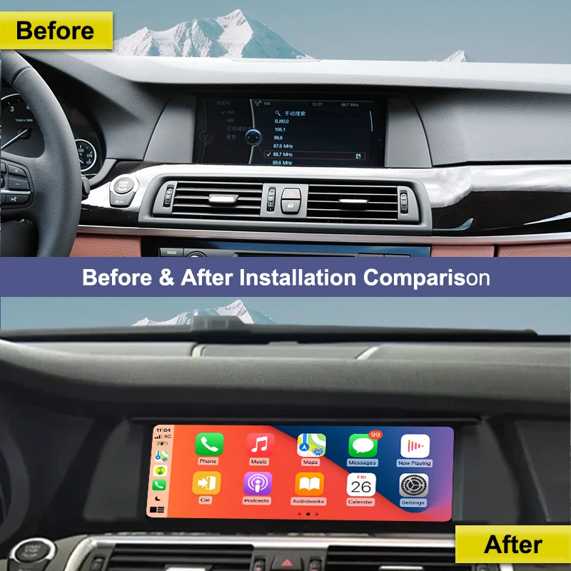 Pantalla táctil inalámbrica BONROAD de 10.25 pulgadas con Carplay Linux y Android Auto Autolink para BMW Serie 5 F07 GT 2010-2017 con sistema CIC/NBT 3