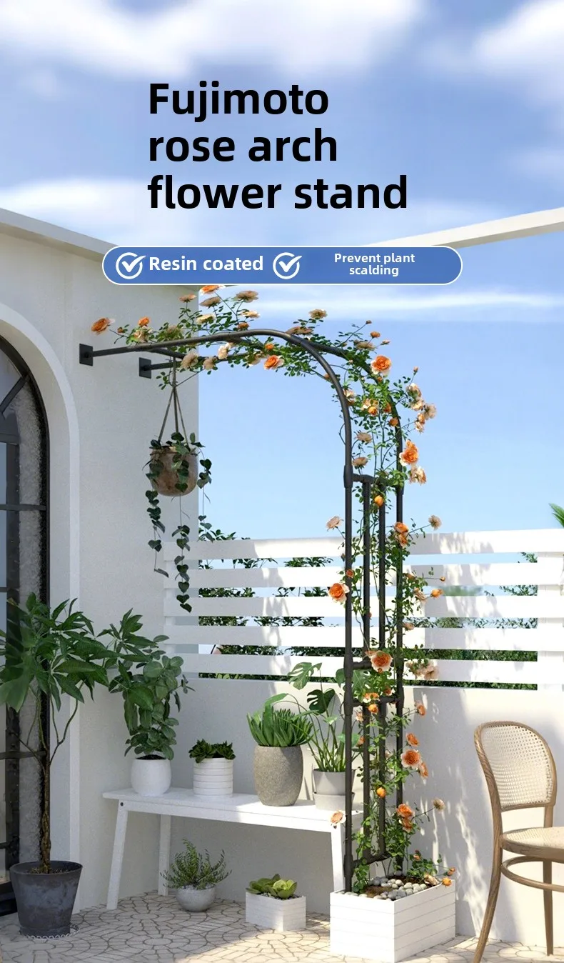 Half Arch Rack for Climbing Plants Outdoor Garden Support for Clematis or Roses Durable Grape Vine Holder Vegetable Grow System
