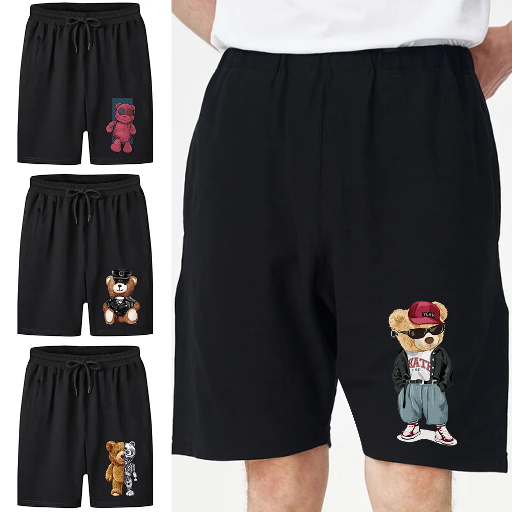 

2022 New Running Shorts Fashion Breathable Workout Sports Pants Loose Casual Men Fitness Summer Beach Shorts Bear Pattern