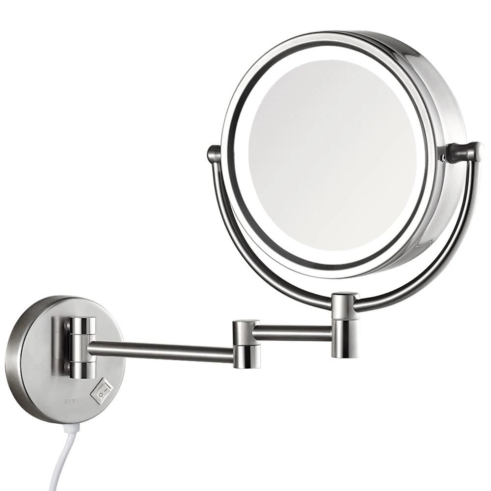 GURUN 8.5 Inch Magnifying Makeup Mirror with 3 Tones LED Lights Double Sided Vanity Mirror for Bathroom ,Brushed Nickel/10X beauty product hair removal aimanfun epilator ipl hair removal with good results suitable for all skin tones