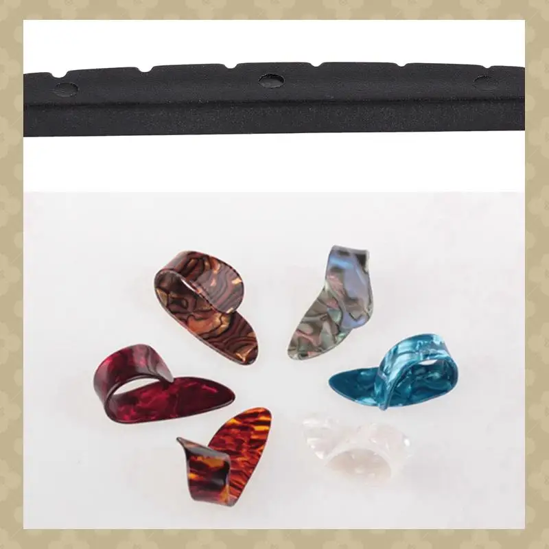ABST 1 Pcs Self-Lubricating Slotted Nut & 4 Pieces Thumb Finger Guitar Pick Celluloid Mediator Thumbpick