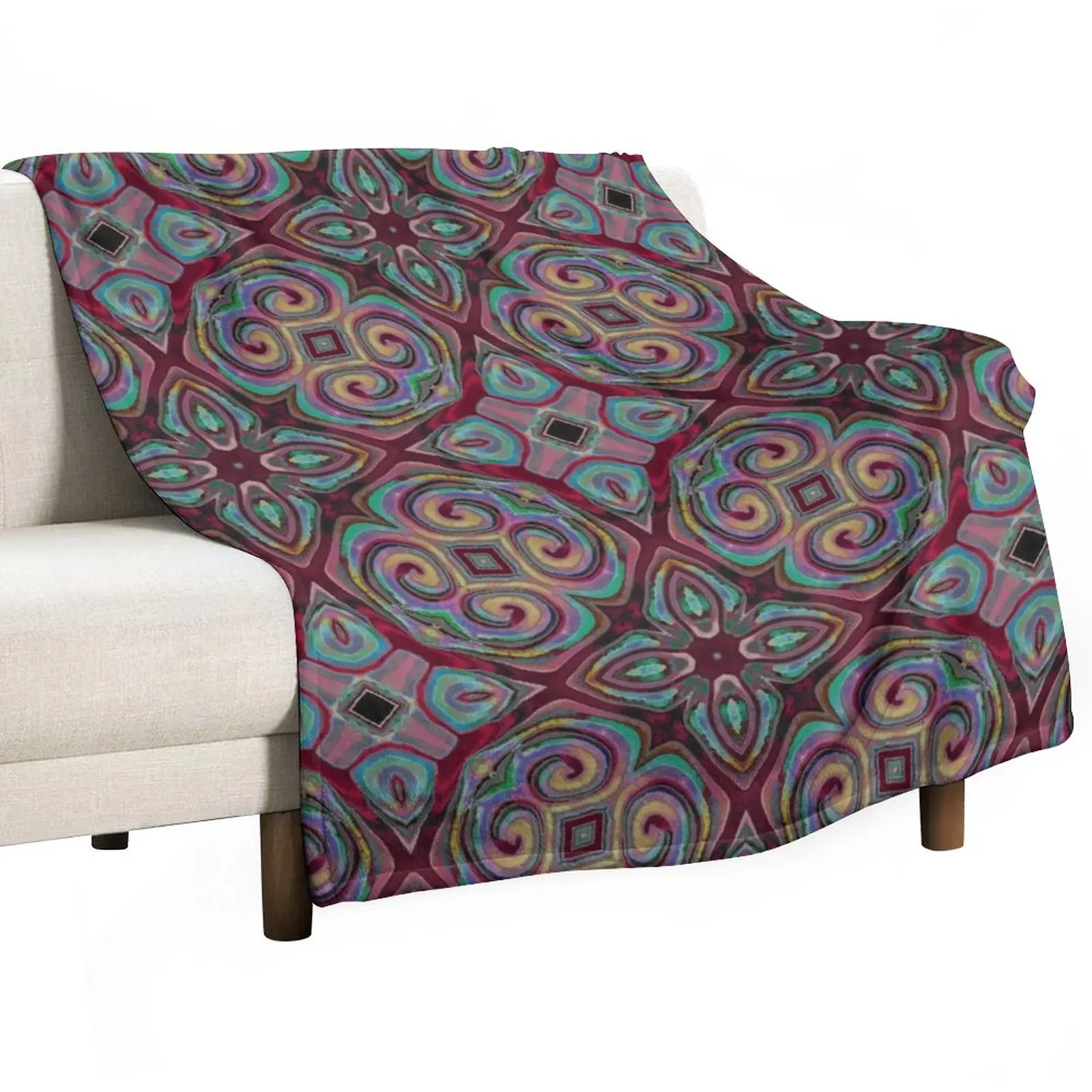 

Burgandy four patch Throw Blanket throw blanket for sofa Vintage Blanket