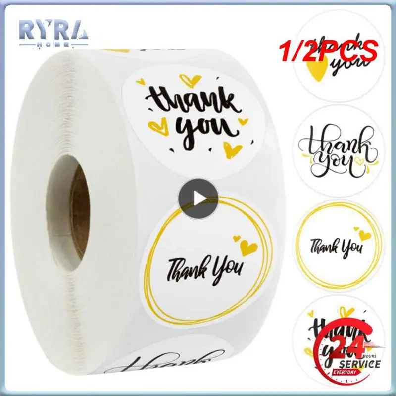 

1/2PCS 100-Thank You Round Sticker Scrapbook Envelope Seal Sticker Gift Flower Decoration Stationery Label Sticker