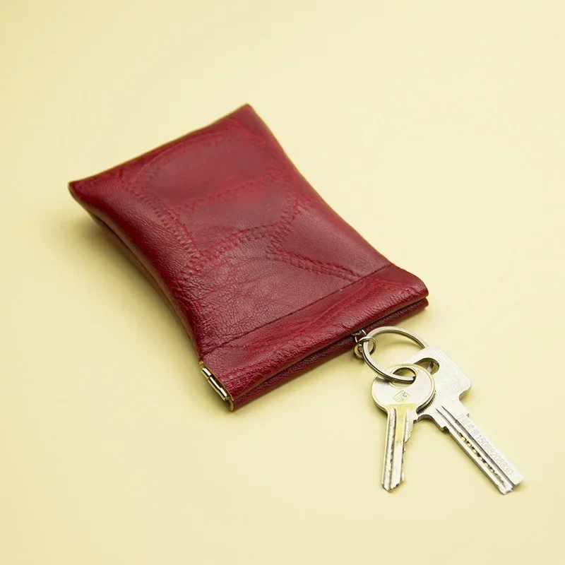 Leather Long Pocket Key Wallet Keyring Coin Purse Women Men Small Short Money Change Bag Little Card Holder