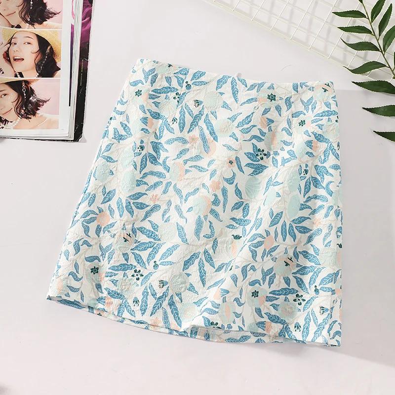 ruffle skirt High Waist Printed Skirt Female Ins2021 New Summer Design Sense Three-Dimensional Embossed Thin A-Line Skirt Short Skirt Tide nike skirt Skirts