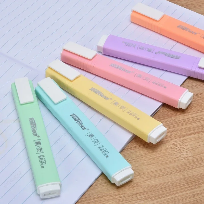 6 Colors/box Fine Glitter Highlighter Pen Set Fluorescent Markers Highlighters Pens Art Marker Japanese Cute Kawaii Stationery