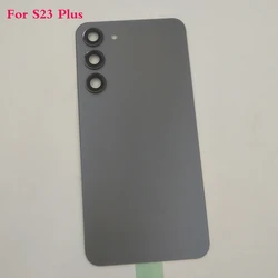 Premium Back Battery Cover Door Housing Rear Glass Case with Adhesive Sticker (Grey For S23 Plus)