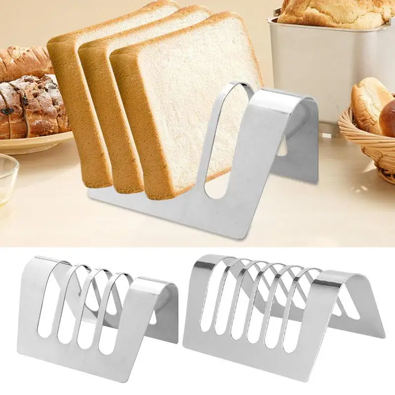 

Stainless Steel Toast Bread Rack 4 Or 6 Slots Rectangle Non-Stick Loaf Stand Food Display Tool For Breakfast Kitchen Accessories
