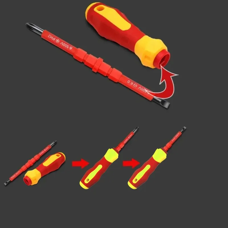 Multi Purpose Three in One Insulated Screwdriver Set, Slotted Cross Drill Bit, Electrician Tool Kit, Convenient and Practical