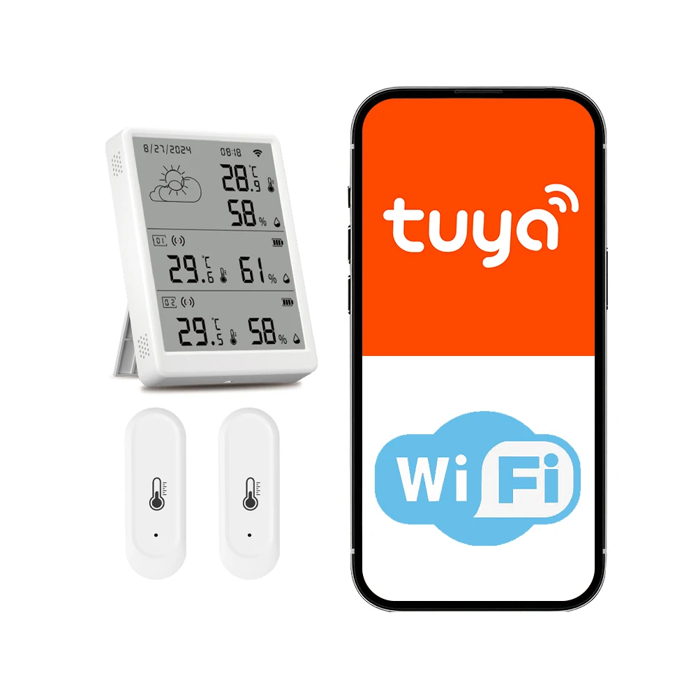ตัวเลือกสินค้า เครื่องวัดอุณหภูมิความชื้นอัจฉริยะ WiFi แจ้งเตือนด้วยแอป
