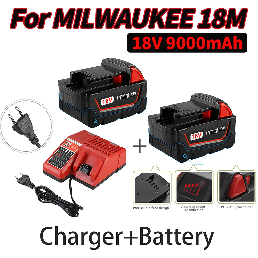 

Original 18V 6.0Ah/9.0Ah for Milwaukee M18 Battery 48-11-1815 48-11-1850 2604-22 2604-20 2708-22 2607-22 Power Tools Battery
