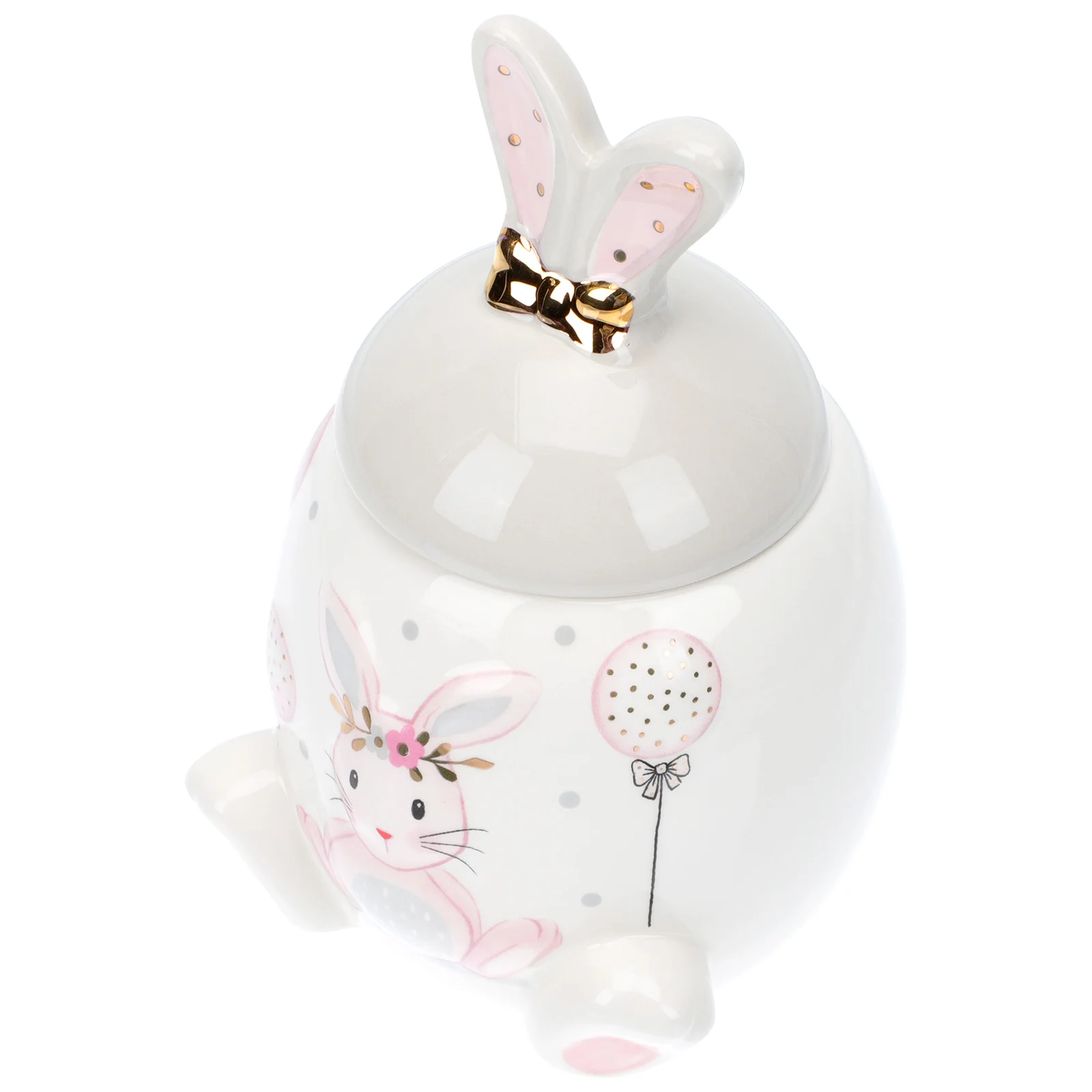 

1pc Rabbit Ceramic Jar Decorative Container Jar Easter Rabbit Ear Lid Pot Decor