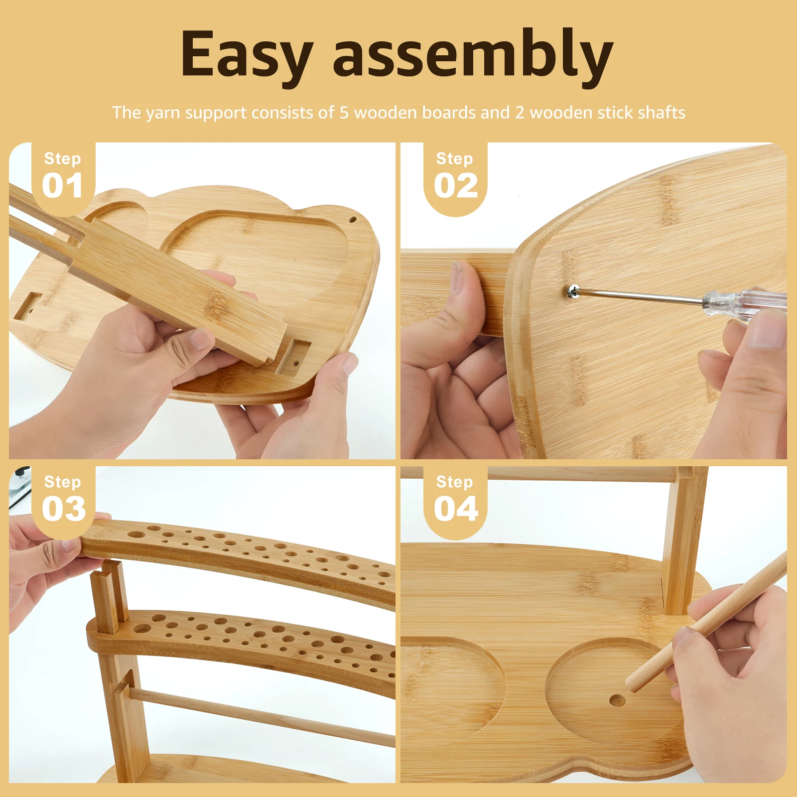 Wooden Yarn Holder Spinning Knitting Tools with Slots Stable Crochet Yarn Holder Sewing Thread Organizer Crochet Supplies
