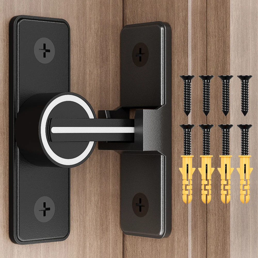 Barn Door Lock, Luminous 90 Degree Door Latch Heavy Duty Gate Latch Safety Bolt Lock, Sliding Barn Lock