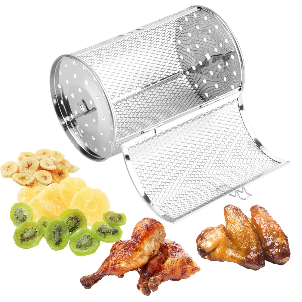 Air Fryer Basket 360-Degree Rotating Grill Roaster Drum Rotisserie Grill Rotary Baking Cage For Dried Nut Beans Air Fryer Oven air fryer rack