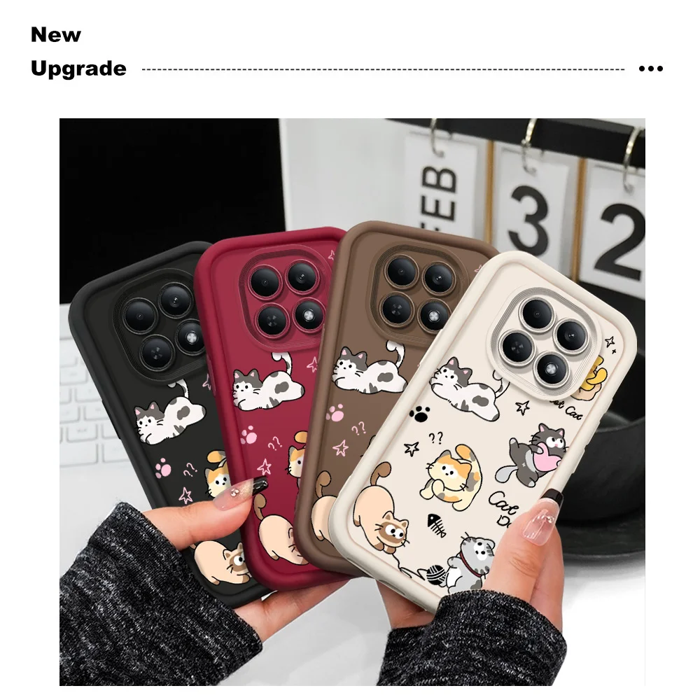 Niedliche Katzen-Handyhülle für Xiaomi Redmi Note 15 14 13 12 12S 11 11S 10 Pro Plus 4G 5G, Weiche Schutzhülle mit Treppenmuster – Detail 1
