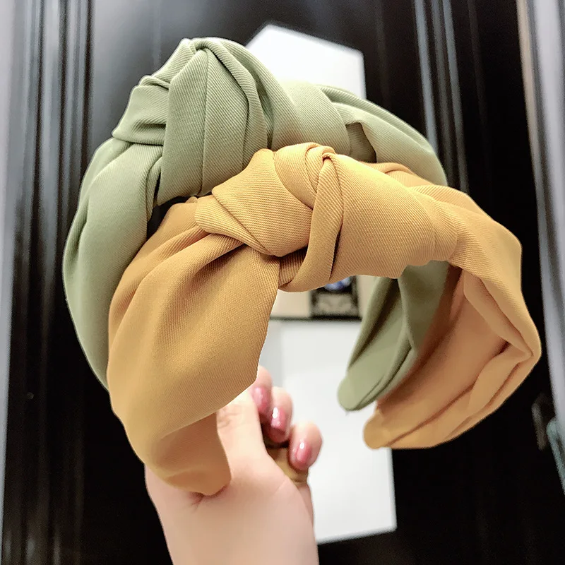 New Korean Hair Accessories Solid Color Fabric Craft Cross-Knotted Headband Simple Wide Headband baby headband cross top knot elastic hair bands soft solid girls hairband kids hair accessories twisted knotted headwrap