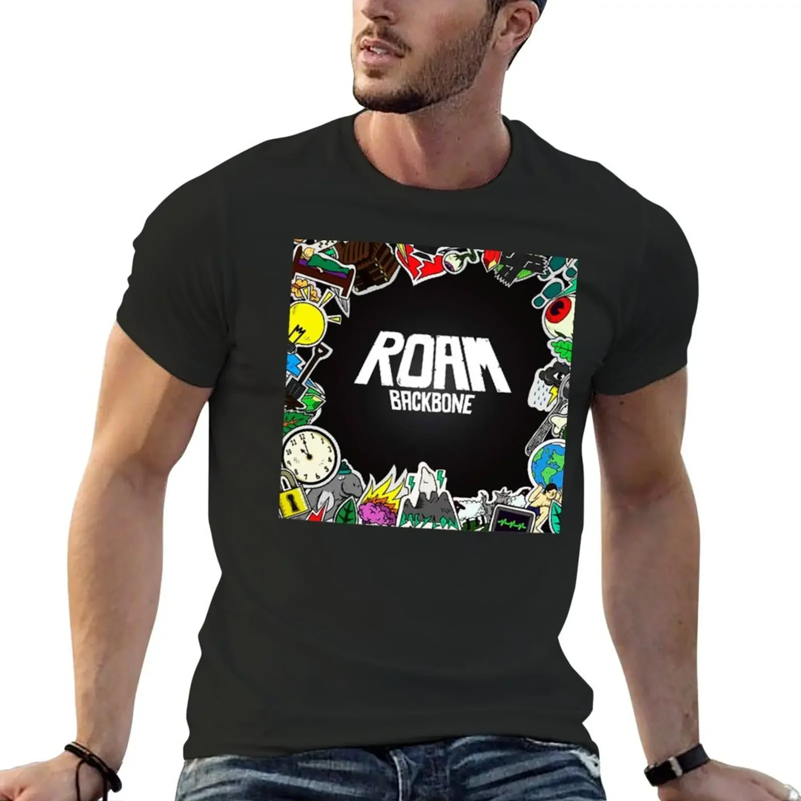 

Roam Backbone Band T-shirt funnys kawaii clothes summer clothes tshirts for men
