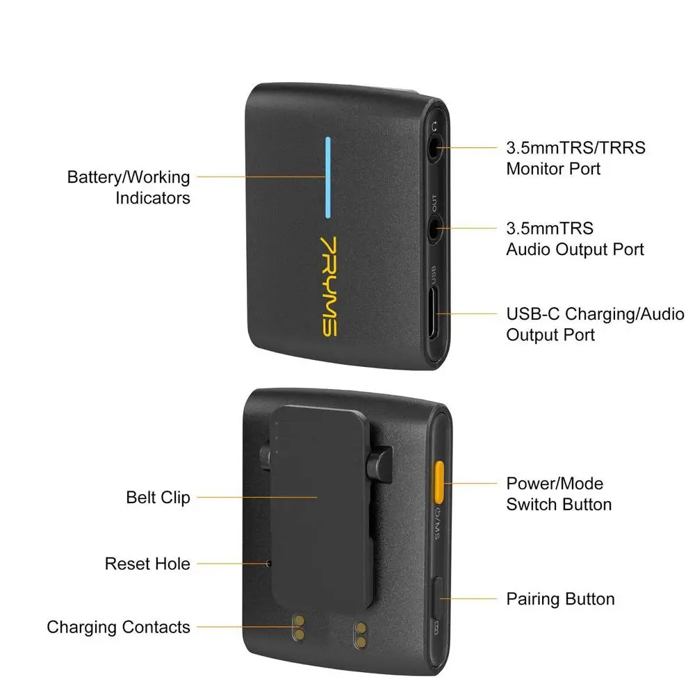 7Ryms iRay DW40 Wireless Lavalier Microphone with 4 Transmitters