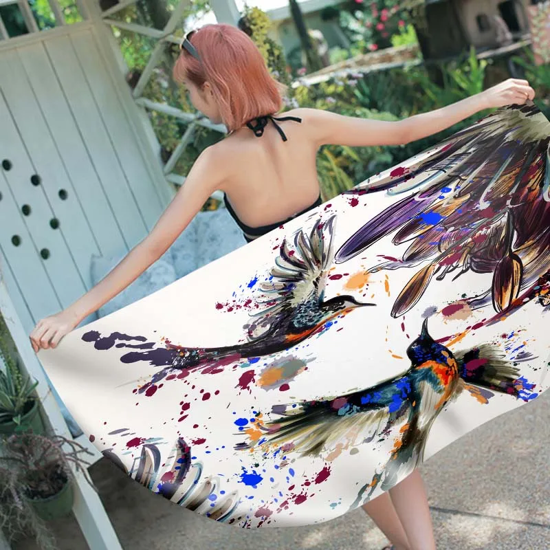 

Rectangular Surf Swim Beach Towel,Tropical Leaves,Parrot,Toucan Bird,Holiday Christmas Gift, Drop Shipping,70*150cm,150*180cm