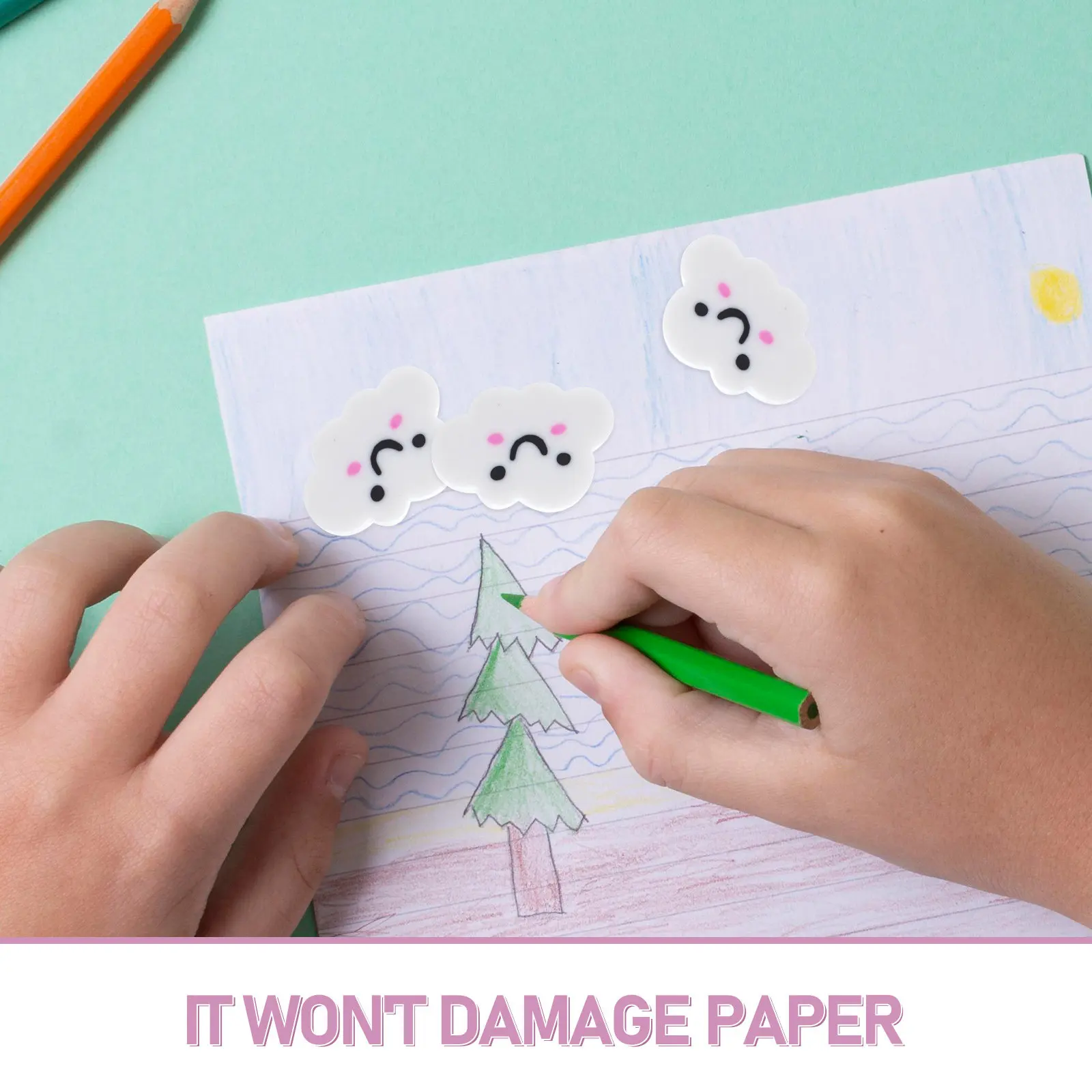 50Pcs 클라우드 지우개 대량 재미있는 미니 지우개 성인을위한 부드러운 종이 안전 지우기 학교 사무실 공예 프로젝트 할로윈 파티