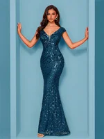 Elegant Blue Evening Dress For Women Long 2025 Luxury Mermaid Formal Sequins Prom Wedding Party Cocktail Dresses - Image 4