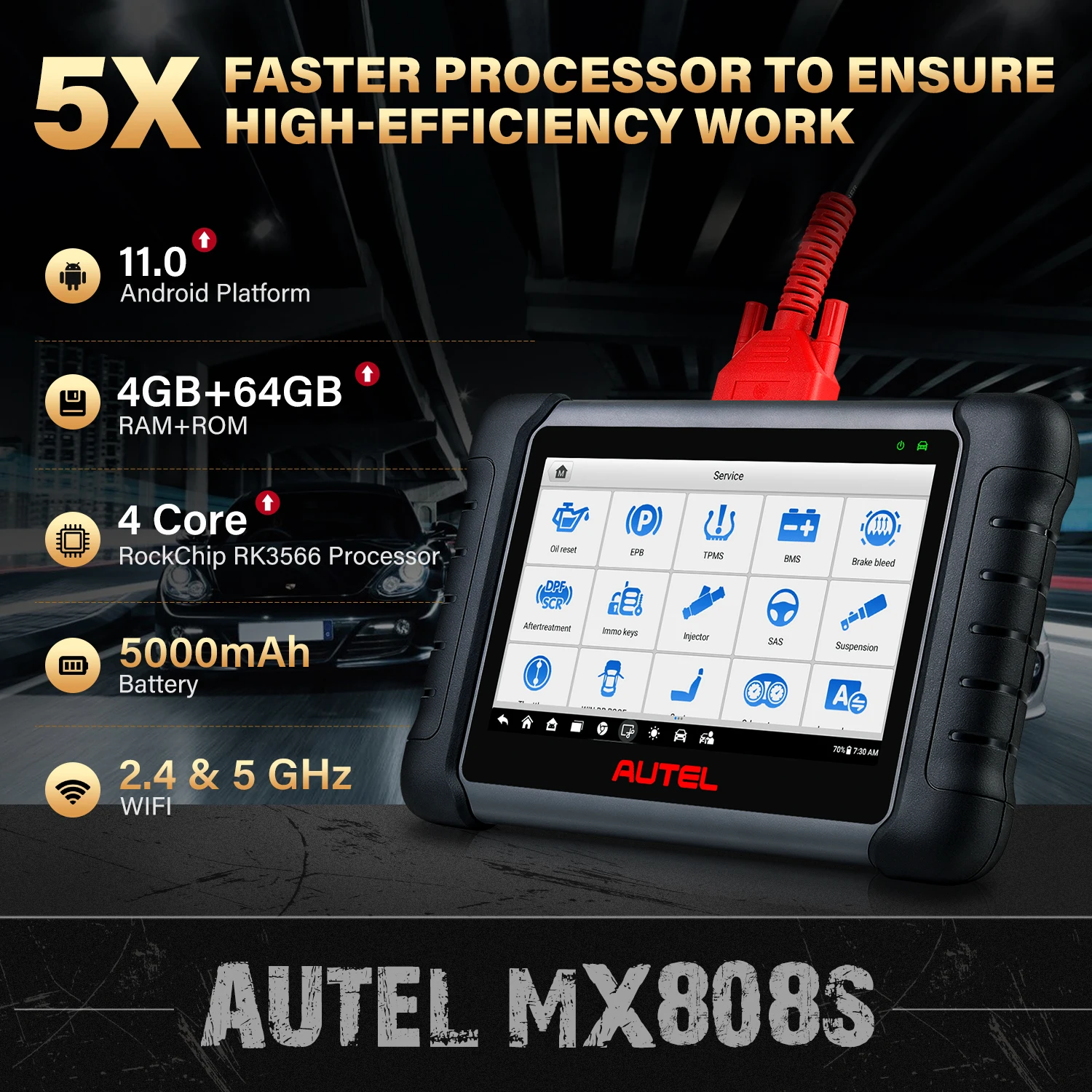 Autel MaxiCheck MX808S OBD2 Scanner Bi-directional Control Scan Tool, 28+ Services, All System Diagnostic Same as MK808S