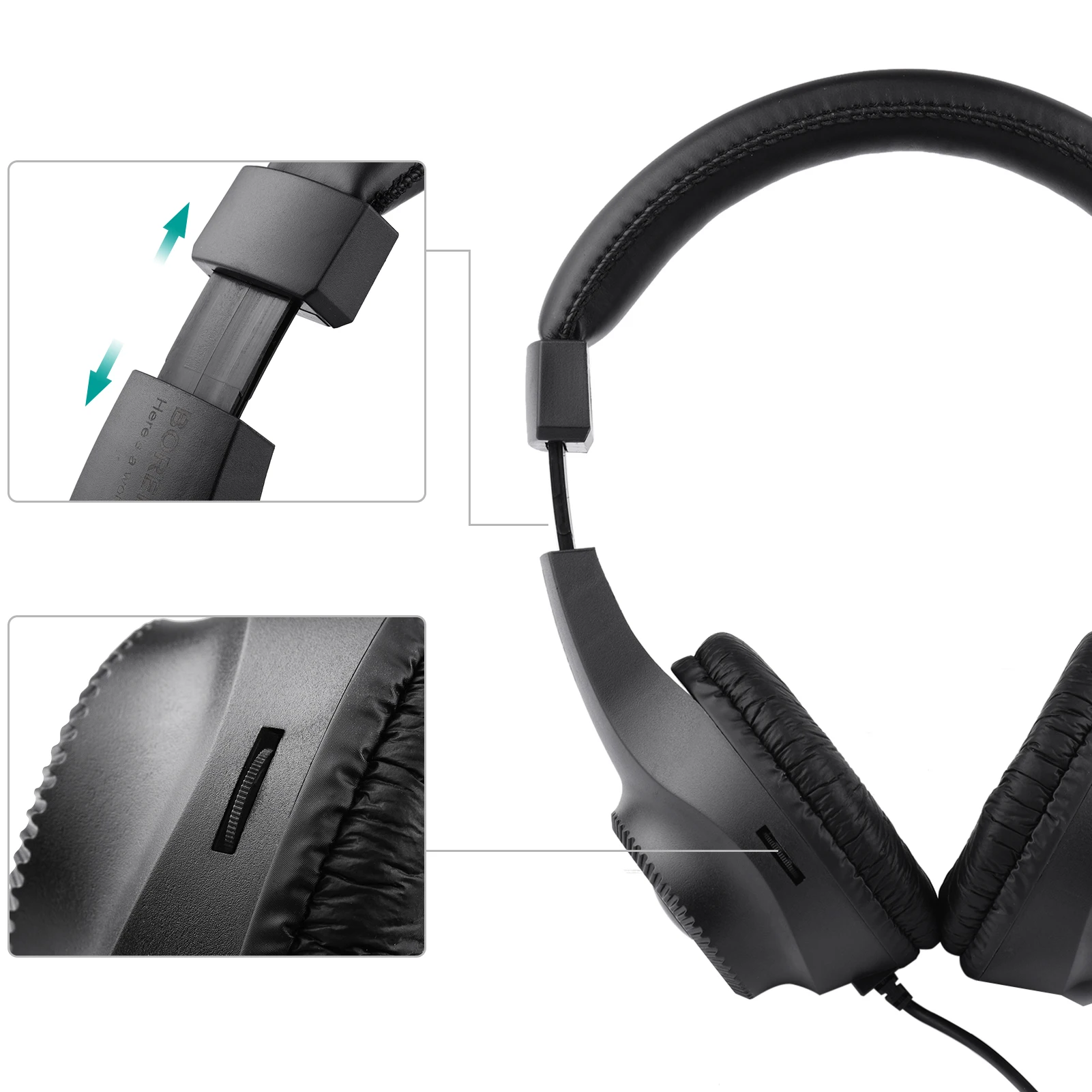 Wired Stereo Monitor Headphones Over-ear Headset with 50mm Driver 6.5mm Plug for Guitar Amplifier Electric Piano Audio Mixer 6