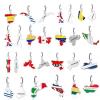 Huoonew Fit Original Pan Charm Bracelet Authentic 925 Sterling Silver Engrave Dominican Map Bead For Making DIY Berloque DIY 1