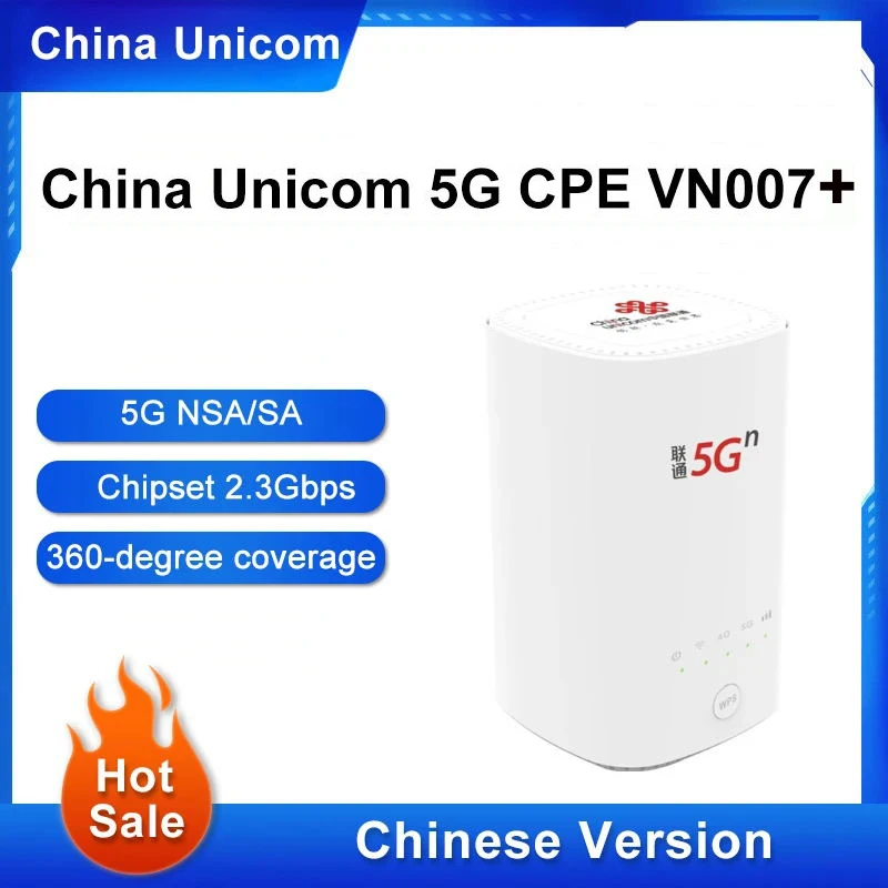 Nuovo China Unicom 5G Cpe Vn007 + 2.3Gbps Router Wireless 5G Nsa/Sa Nr N1/N3/N8/N20/N21/N77/N78/N79 4G Lte Band1/3/8 Con Scheda Sim