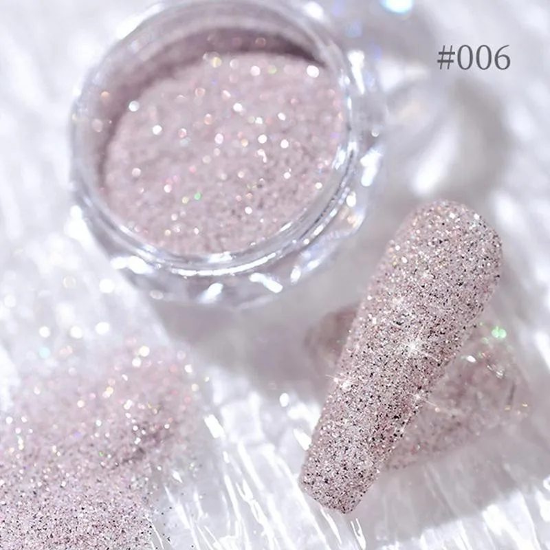 1 Bottle Pink Crystal Diamond Glitter Powder 8 Colors Holographic Shiny Rainbow Pigment Dust Micro Drill Nails Art Powder &*&